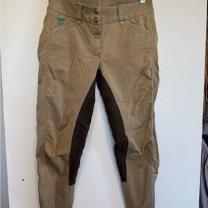 Tan Equestrian Pants with Brown Patches